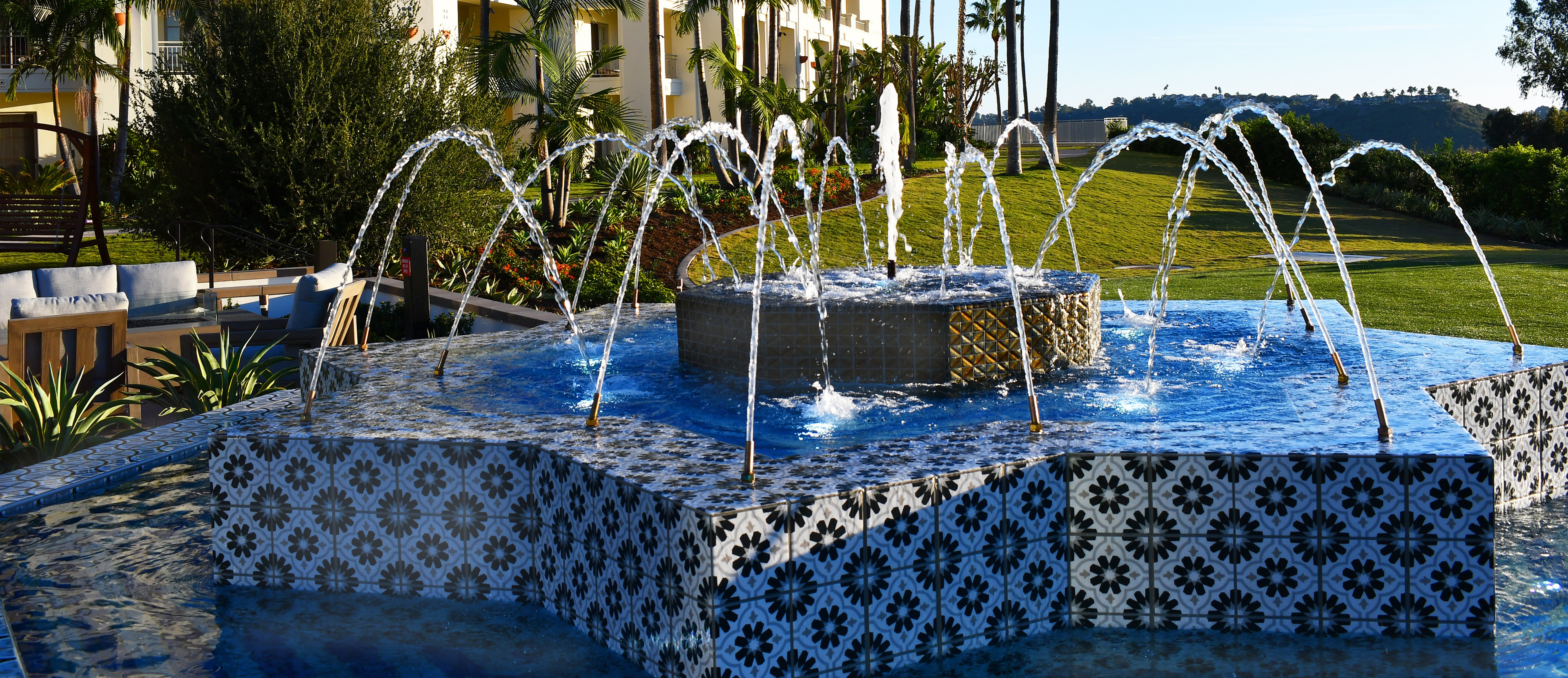 Water Fountain on Black Stone Large